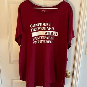 Lane Bryant Red/Maroon Affirmation Short Sleeve T-Shirt, 26/28
